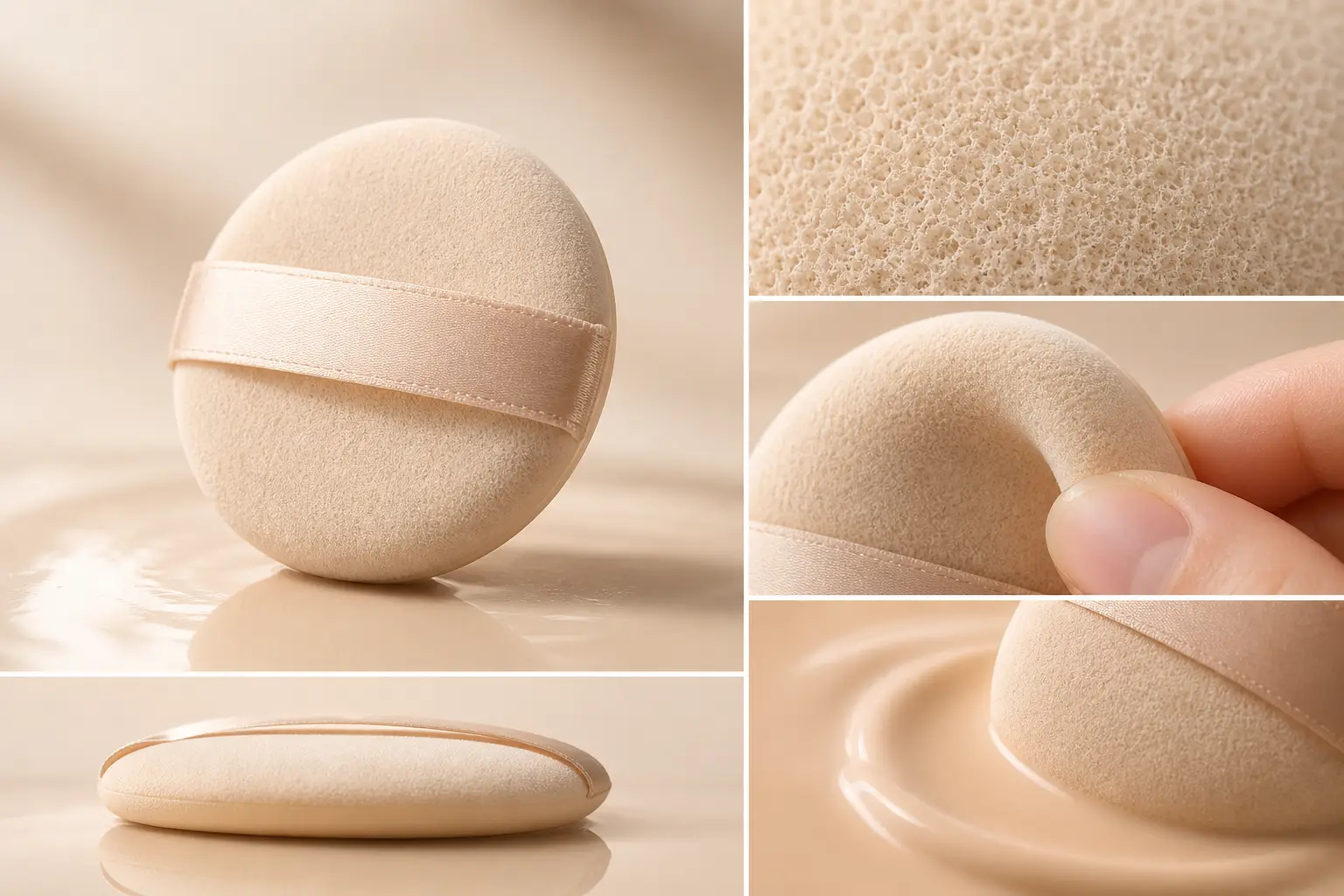 Microporous powder-release technology macro cellular structure of non-absorbing makeup puff