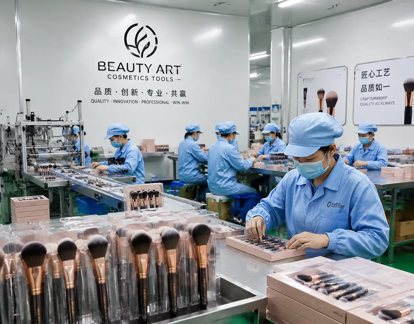 LanTing automated foam cutting and molding workshop for beauty sponges