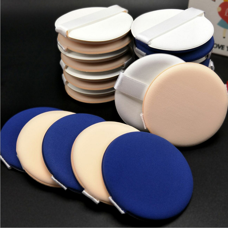 Round Cushion Makeup Puff with Finger Strap | Reusable Foundation and Powder Applicator