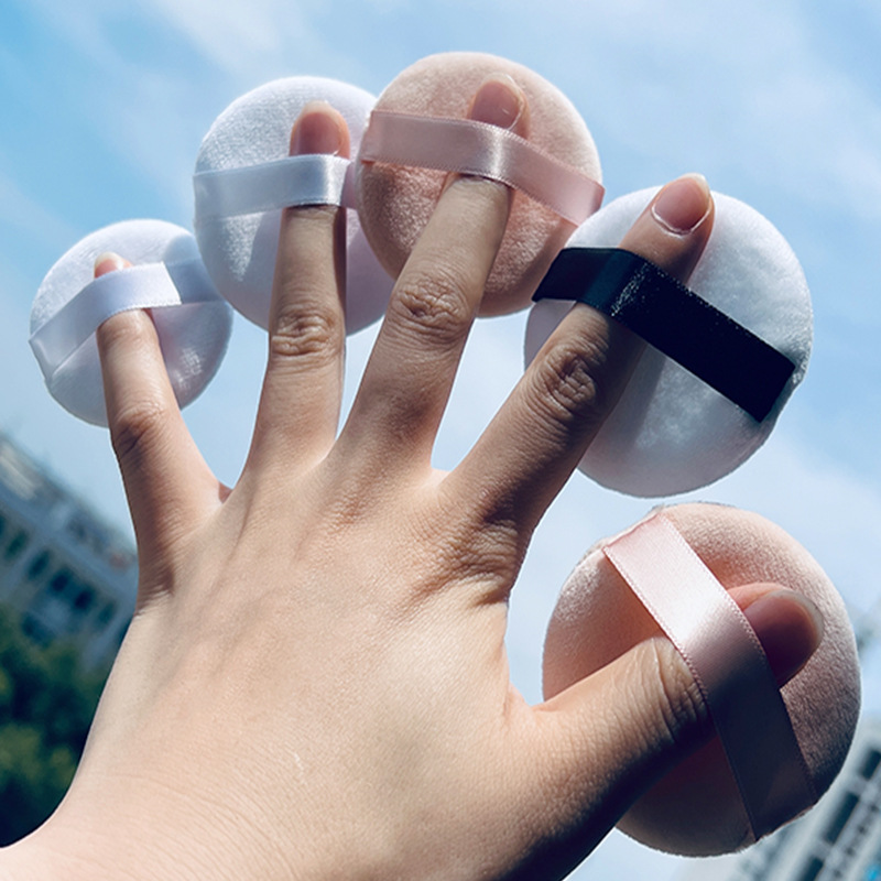 Wholesale Ultra-Soft Velour Powder Puff with Satin Ribbon | OEM/ODM Private Label Loose Powder Makeup Applicator