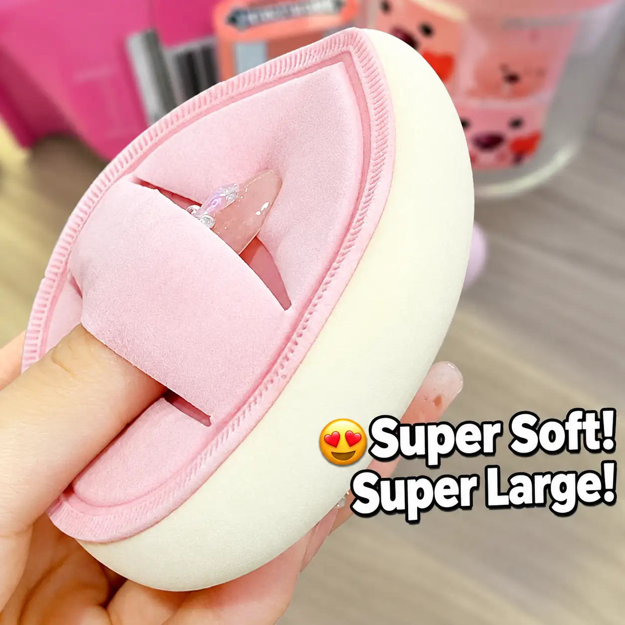 Wholesale Thickened Strapless Teardrop Air Cushion Puff – Ergonomic Dual-Finger Grip Marshmallow Makeup Sponge for Liquid Foundation & BB Cream (Private Label OEM/ODM)