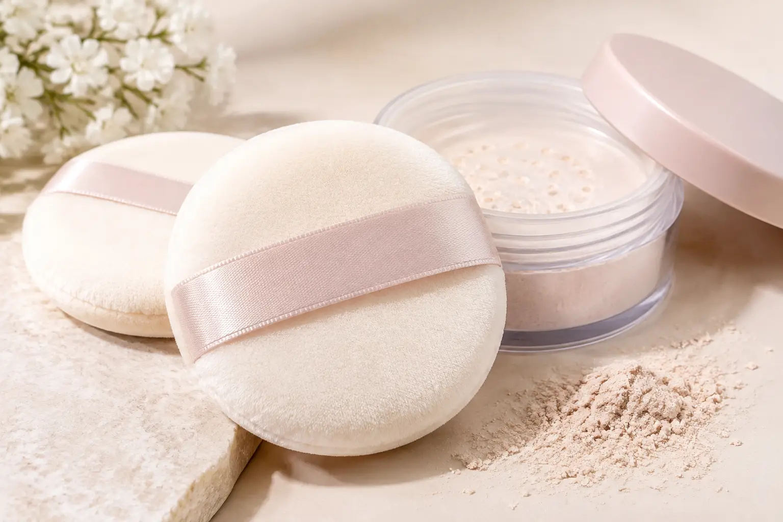 LanTing high-density flocked powder puffs for loose powder application
